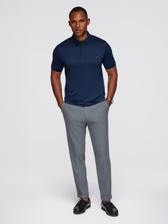 Ombre Clothing Pánska štýlová polokošeľa z elastickej tkaniny - tmavo modrá V3 OM-POSS-0150 Ombre Clothing