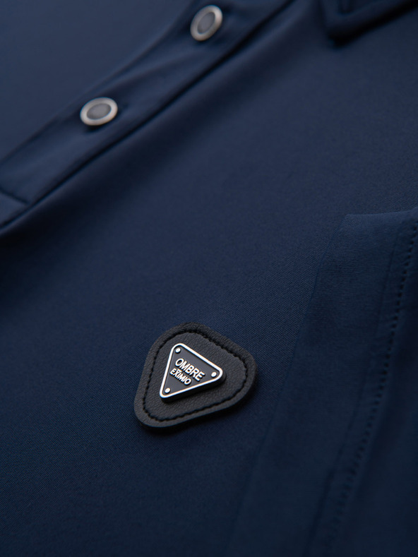 Ombre Clothing Pánska štýlová polokošeľa z elastickej tkaniny - tmavo modrá V3 OM-POSS-0150 Ombre Clothing