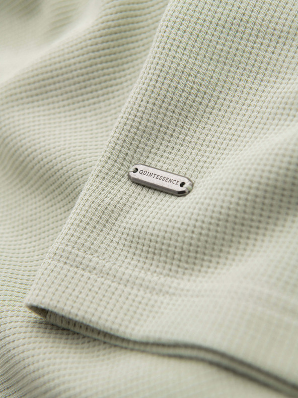 Ombre Clothing Pánske tričko s okrúhlym výstrihom a vafľovou štruktúrou - pistáciová V4 OM-TSCT-0197 Ombre Clothing