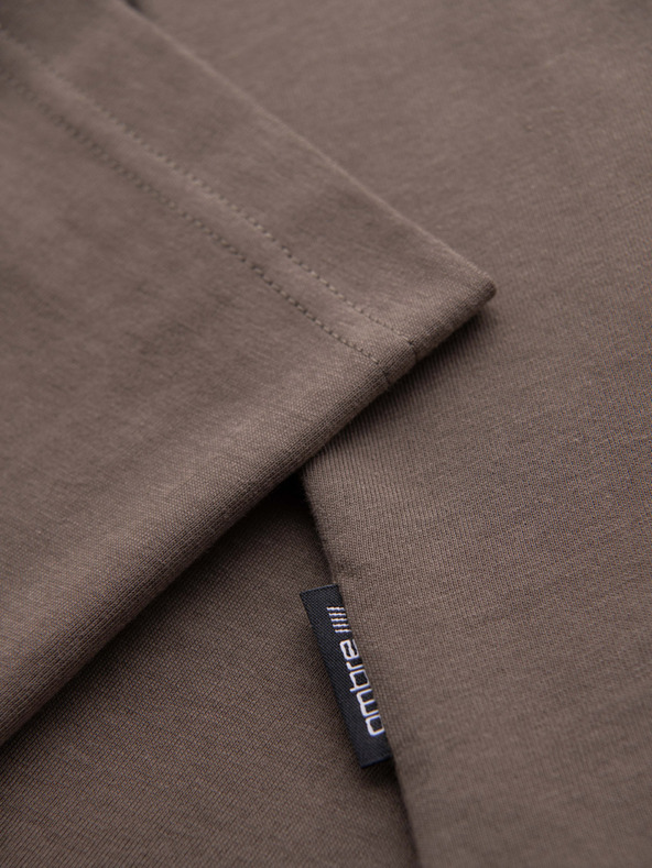 Ombre Clothing Pánske bavlnené tričko s potlačou vrecka - tmavo olivovo zelené V1 OM-TSPT-0227 Ombre Clothing