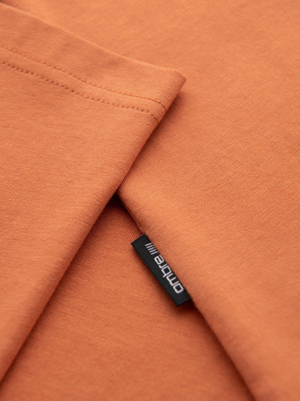 Ombre Clothing Pánske bavlnené tričko s vreckom a potlačou - oranžové V3 OM-TSPT-0227 Ombre Clothing
