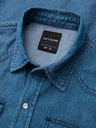 Ombre Clothing Pánska džínsová košeľa na cvočky s vreckami - modrá V2 OM-SHDS-0210 Ombre Clothing