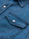 Ombre Clothing Pánska džínsová košeľa na cvočky s vreckami - modrá V2 OM-SHDS-0210 Ombre Clothing