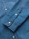 Ombre Clothing Pánska džínsová košeľa na cvočky s vreckami - modrá V2 OM-SHDS-0210 Ombre Clothing