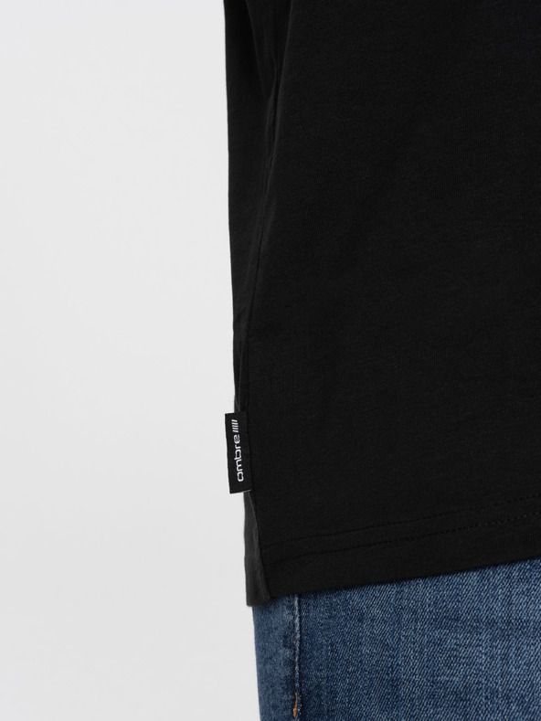 Ombre Clothing Pánske klasické bavlnené tričko BASIC - čierne V1 OM-TSBS-0146 Ombre Clothing