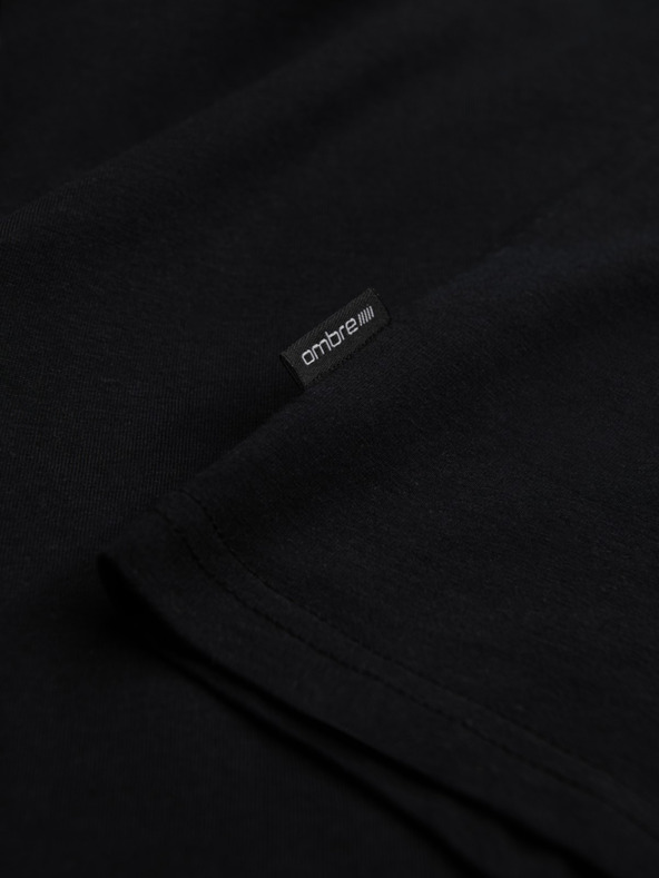 Ombre Clothing Pánske klasické bavlnené tričko BASIC - čierne V1 OM-TSBS-0146 Ombre Clothing