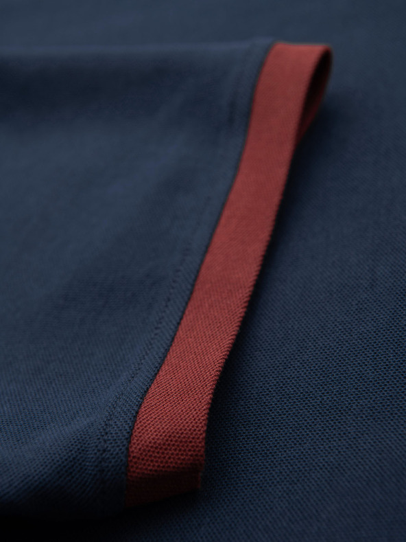 Ombre Clothing Pánske tričko s kontrastnými vložkami a výstrihom - tmavo modré V1 OM-TSCT-0198 Ombre Clothing