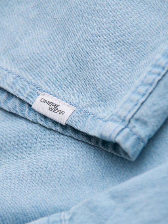 Ombre Clothing Pánska džínsová košeľa s vreckami na cvočky - svetlo modrá V1 OM-SHDS-0210 Ombre Clothing