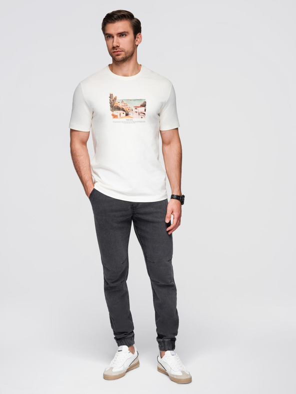 Ombre Clothing Pánske džínsové nohavice JOGGERS s pracím efektom - sivé V3 OM-PADJ-0267 Ombre Clothing