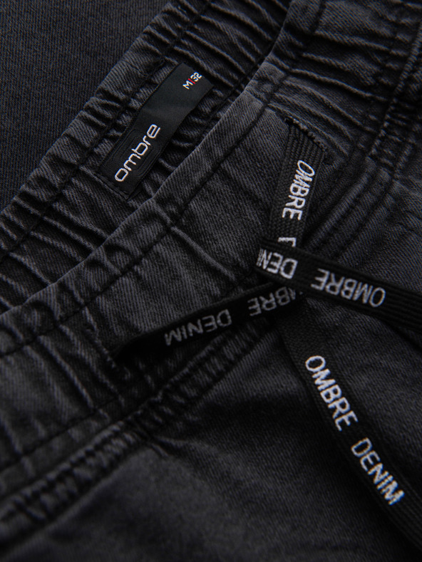 Ombre Clothing Pánske džínsové nohavice JOGGERS s pracím efektom - sivé V3 OM-PADJ-0267 Ombre Clothing