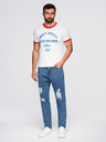 Ombre Clothing Pánske džínsové nohavice CARROT FIT s ostrihnutými okrajmi - modré V2 OM-PADP-0250 Ombre Clothing