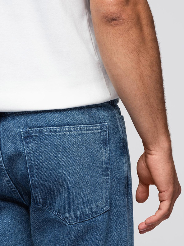 Ombre Clothing Pánske džínsové nohavice CARROT FIT s ostrihnutými okrajmi - modré V2 OM-PADP-0250 Ombre Clothing