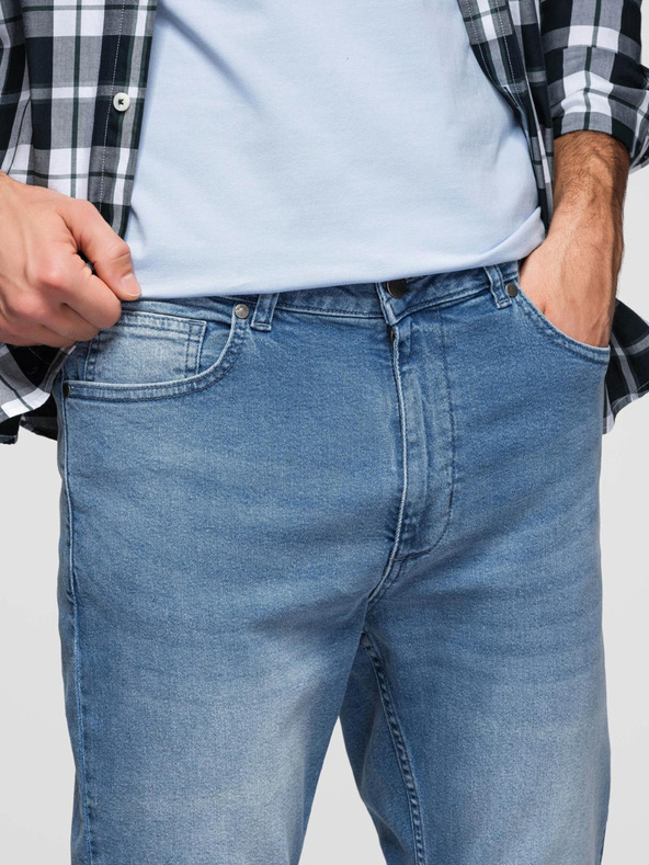 Ombre Clothing Pánske džínsové nohavice CARROT s ostrihnutím - svetlo modré V1 OM-PADP-0253 Ombre Clothing