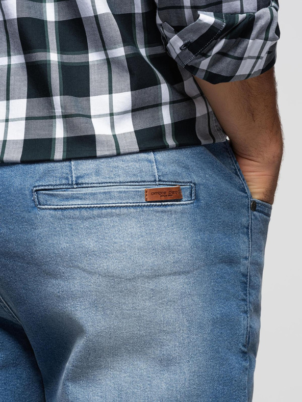 Ombre Clothing Pánske džínsové nohavice CARROT s ostrihnutím - svetlo modré V1 OM-PADP-0253 Ombre Clothing