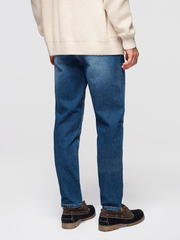 Ombre Clothing Pánske džínsové nohavice CARROT s ostrihnutím - modré V2 OM-PADP-0253 Ombre Clothing