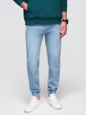Ombre Clothing Pánske džínsové nohavice JOGGERY s klasickým rozparkom - svetlo modré V1 OM-PADJ-0265 Ombre Clothing