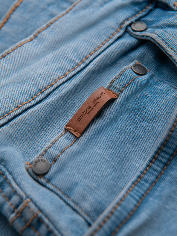 Ombre Clothing Pánske džínsové nohavice JOGGERY s klasickým rozparkom - svetlo modré V1 OM-PADJ-0265 Ombre Clothing