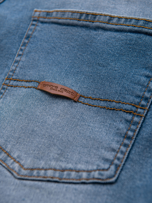 Ombre Clothing Pánske džínsové nohavice REGULAR FIT s ostrihnutím - svetlo modré V1 OM-PADP-0254 Ombre Clothing