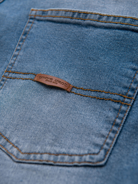 Ombre Clothing Pánske džínsové nohavice REGULAR FIT s ostrihnutím - svetlo modré V1 OM-PADP-0254 Ombre Clothing