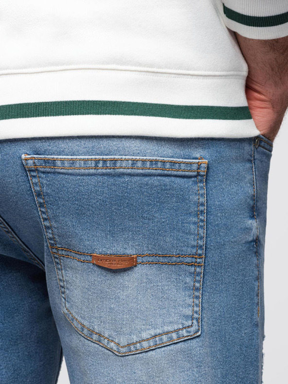 Ombre Clothing Pánske džínsové nohavice REGULAR FIT s ostrihnutím - svetlo modré V1 OM-PADP-0254 Ombre Clothing