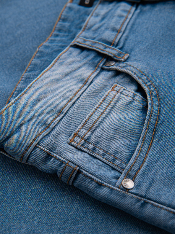 Ombre Clothing Pánske džínsové nohavice REGULAR FIT s ostrihnutím - svetlo modré V1 OM-PADP-0254 Ombre Clothing