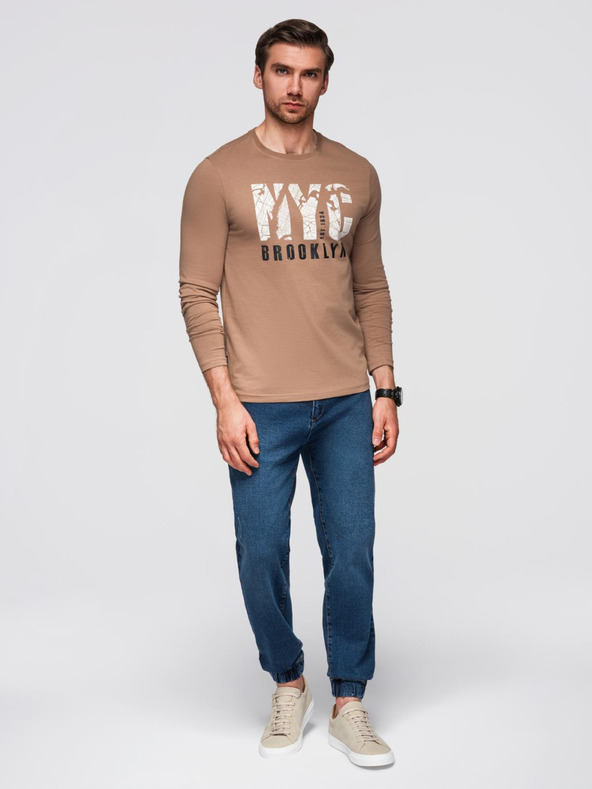 Ombre Clothing Pánske džínsové nohavice JOGGERS s klasickým rozparkom - modré V2 OM-PADJ-0265 Ombre Clothing