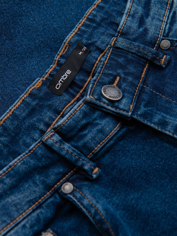 Ombre Clothing Pánske džínsové nohavice JOGGERS s klasickým rozparkom - modré V2 OM-PADJ-0265 Ombre Clothing