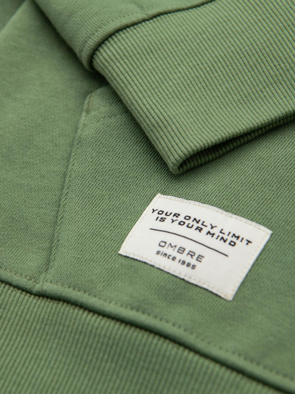 Ombre Clothing Pánska mikina BASIC na zips s kapucňou - zelená V3 OM-SSBZ-0178 Ombre Clothing