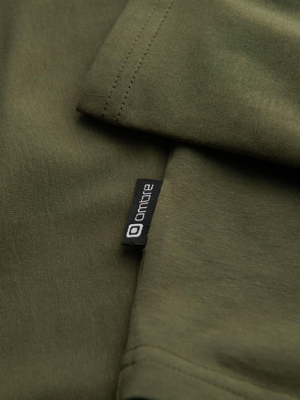 Ombre Clothing Pánsky roláik s dlhým rukávom - tmavo olivovo zelený V4 OM-LSCL-0130 Ombre Clothing