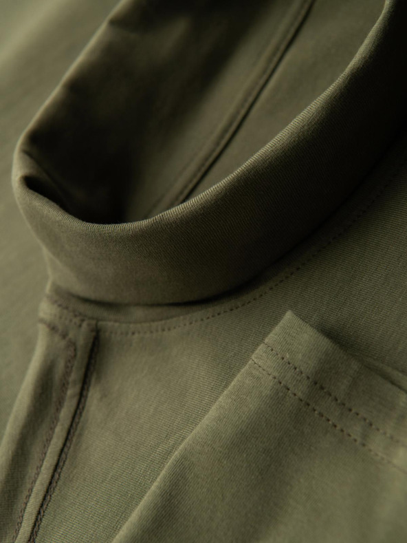 Ombre Clothing Pánsky roláik s dlhým rukávom - tmavo olivovo zelený V4 OM-LSCL-0130 Ombre Clothing