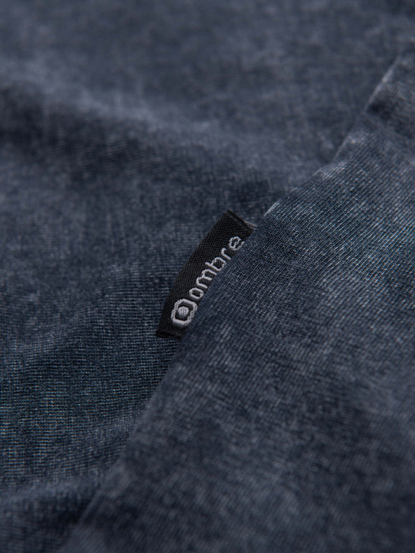 Ombre Clothing Pánske tričko s pracím efektom - tmavo modré V2 OM-TSWT-0116 Ombre Clothing