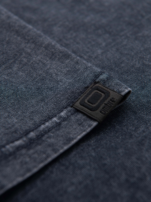 Ombre Clothing Pánske tričko s pracím efektom - tmavo modré V2 OM-TSWT-0116 Ombre Clothing