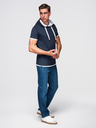 Ombre Clothing Pánske bavlnené tričko s kapucňou - tmavo modré V4 OM-TSCT-0256 Ombre Clothing
