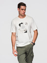 Ombre Clothing Pánske bavlnené tričko so zaujímavou potlačou na hrudi - biele V2 OM-TSPT-0261 Ombre Clothing