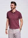 Ombre Clothing Pánske polo tričko s ozdobnými gombíkami - bordó V6 S1744 Ombre Clothing