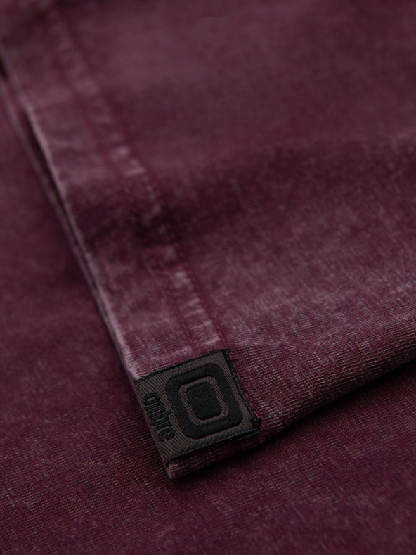 Ombre Clothing Pánske tričko s pracím efektom - vínové V3 OM-TSWT-0116 Ombre Clothing