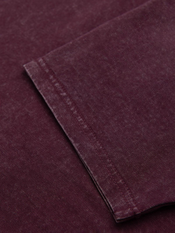 Ombre Clothing Pánske tričko s pracím efektom - vínové V3 OM-TSWT-0116 Ombre Clothing