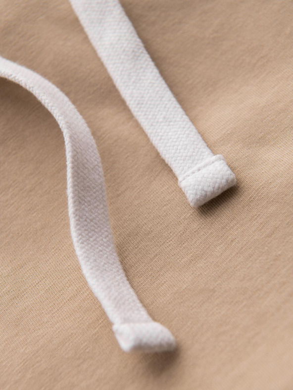 Ombre Clothing Pánske bavlnené tričko s kapucňou - béžové V5 OM-TSCT-0256 Ombre Clothing