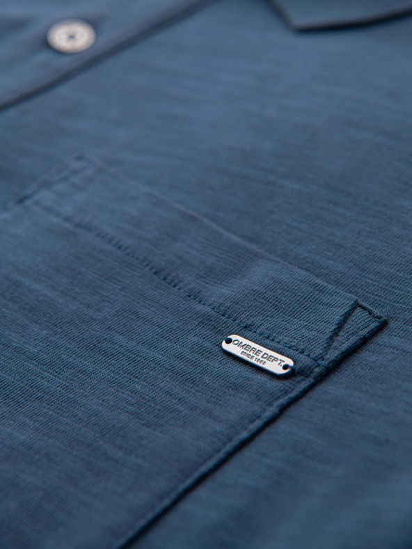 Ombre Clothing Pánske polo tričko s ozdobnými gombíkami - tmavo modré V8 S1744 Ombre Clothing
