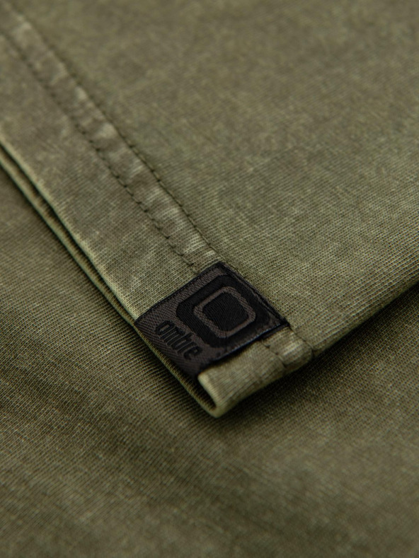 Ombre Clothing Pánske tričko s pracím efektom - olivové V4 OM-TSWT-0116 Ombre Clothing