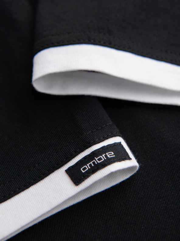 Ombre Clothing Pánske bavlnené tričko s kapucňou - čierne V9 OM-TSCT-0256 Ombre Clothing