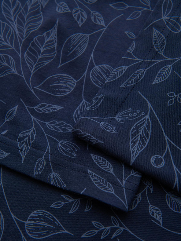 Ombre Clothing Pánske bavlnené tričko s kvetinovou potlačou - tmavo modré V4 OM-TSFP-0262 Ombre Clothing