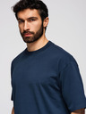Ombre Clothing Pánske bavlnené tričko LOOSE FIT s okrúhlym výstrihu - tmavo modré V9 OM-TSBC-0267 Ombre Clothing