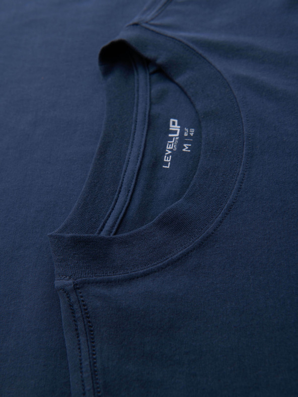 Ombre Clothing Pánske bavlnené tričko LOOSE FIT s okrúhlym výstrihu - tmavo modré V9 OM-TSBC-0267 Ombre Clothing