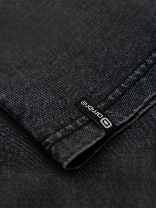 Ombre Clothing Pánske tričko s pracím efektom a gombíkami u výstrihu - čierne V1 OM-TSWT-0150 Ombre Clothing