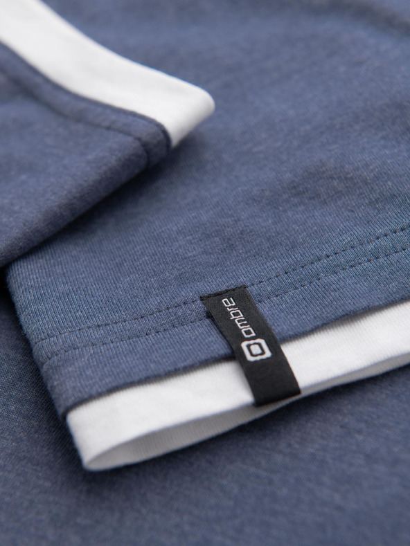 Ombre Clothing Pánske bavlnené tričko s kapucňou - tmavo modrá melanž V12 OM-TSCT-0256 Ombre Clothing