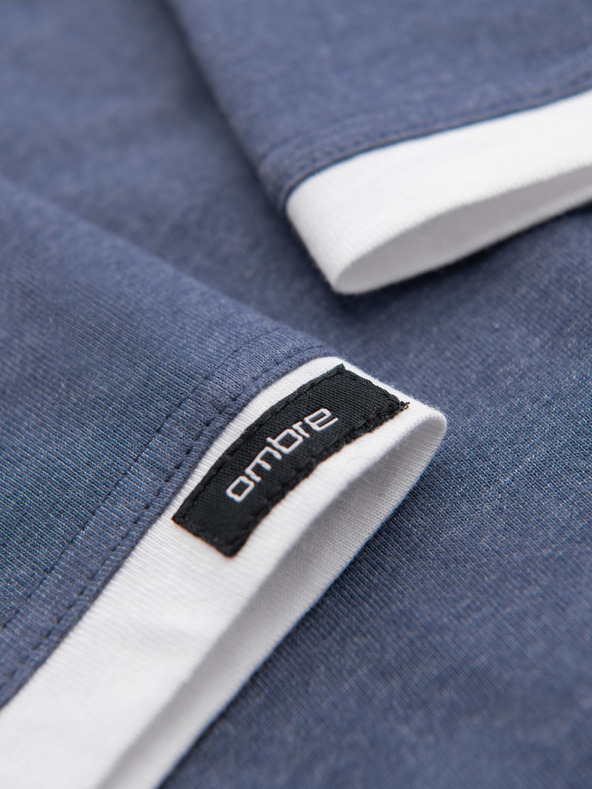 Ombre Clothing Pánske bavlnené tričko s kapucňou - tmavo modrá melanž V12 OM-TSCT-0256 Ombre Clothing