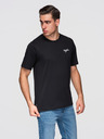 Ombre Clothing Pánske tričko s malou potlačou na hrudi - čierne V2 OM-TSPT-0258 Ombre Clothing