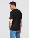 Ombre Clothing Pánske tričko s malou potlačou na hrudi - čierne V2 OM-TSPT-0258 Ombre Clothing