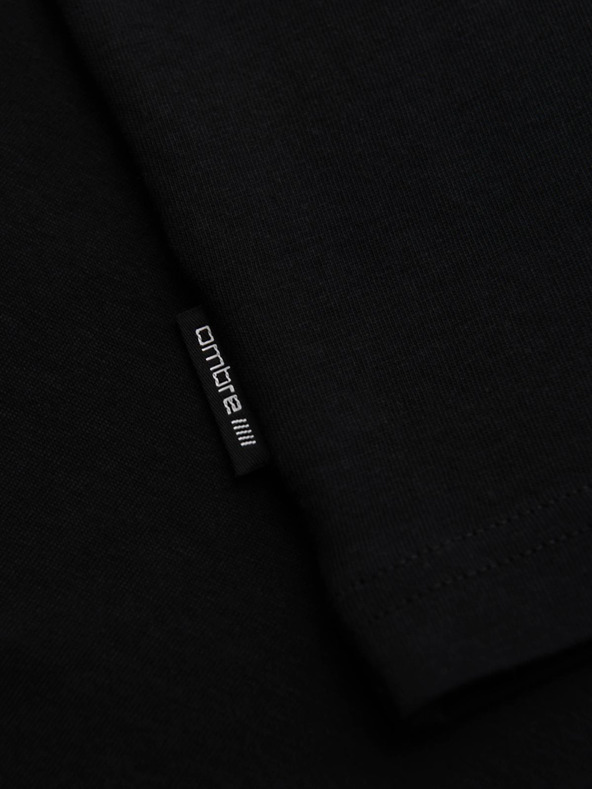 Ombre Clothing Pánske tričko s malou potlačou na hrudi - čierne V2 OM-TSPT-0258 Ombre Clothing